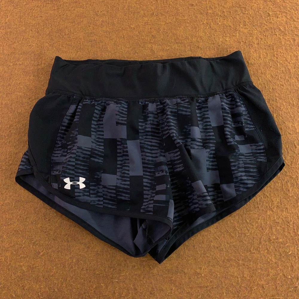 Under Armour Womens Small Black Geometric HeatGear Running Shorts